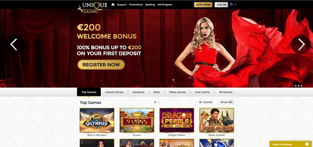 Unique Casino Review Screenshot